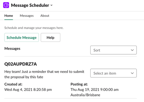 slack message scheduler - set reminders