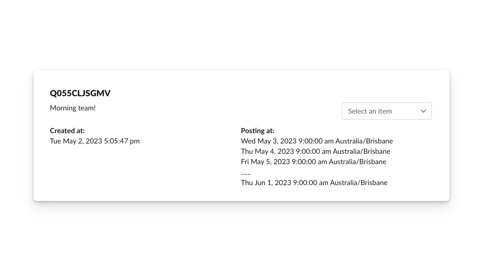 listing recurring messages in slack via the home dashboard