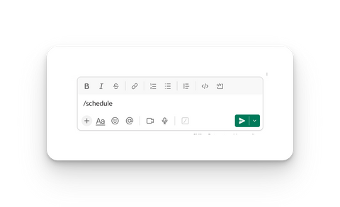screenshot of user trigging slack message scheduler slash command